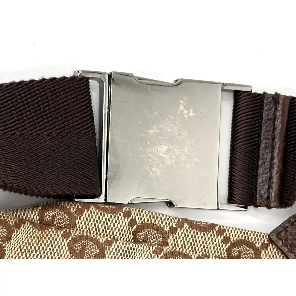 Gucci GG Canvas Belt Bag 28566 Beige Brown Canvas/Leather Made in Italy